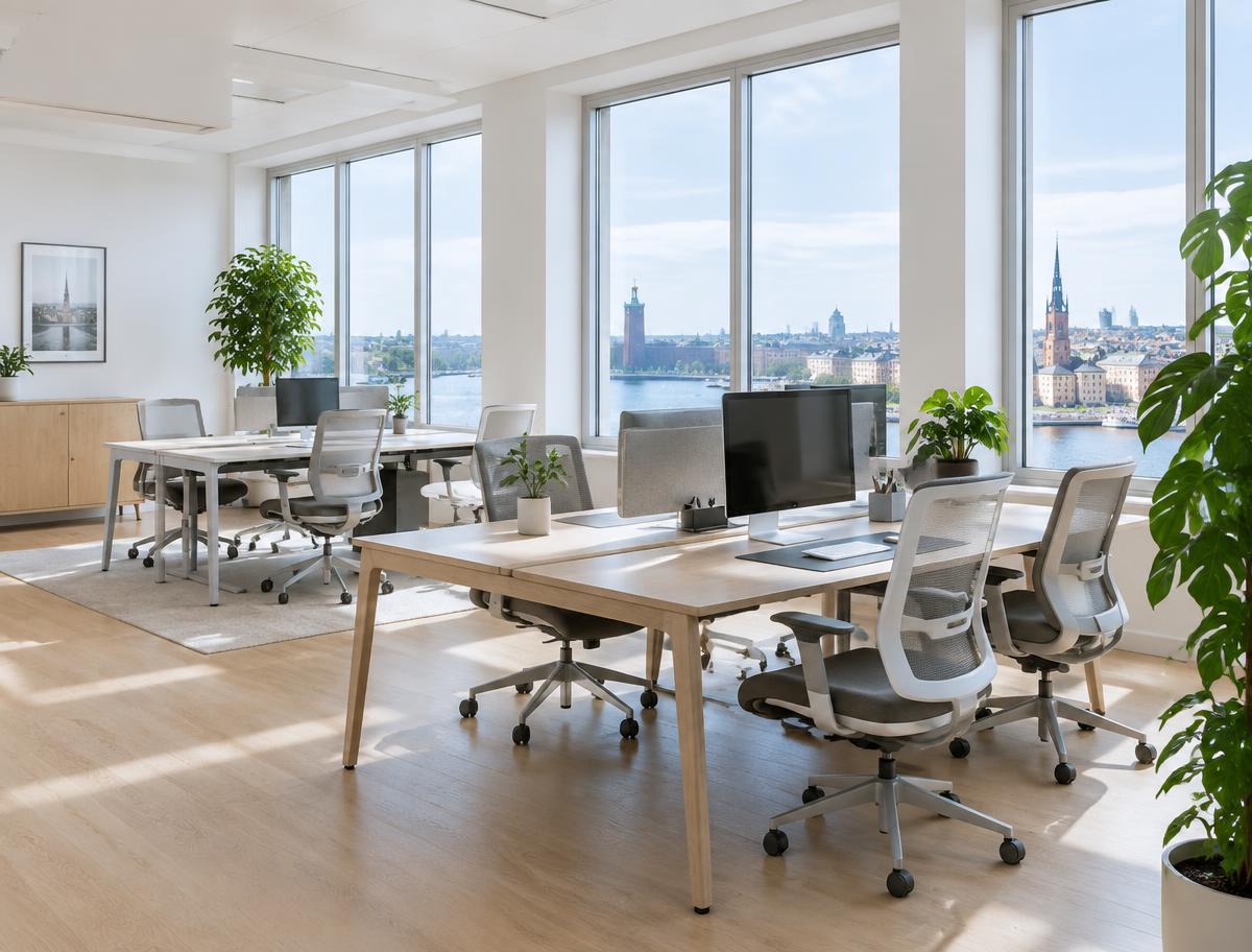 Ljust och välstädat kontor i Stockholm